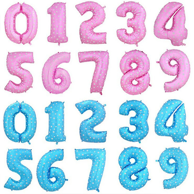 

Pink/Blue Color 32 inch Number foil Balloons Digit Helium Ballons Birthday Party Wedding Decor Air Baloons Event Party Supplies