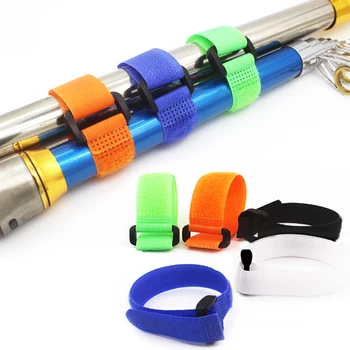 5 pcs 재사용 가능한 낚싯대 넥타이 홀더 스트랩 멜빵 패스너 후크 루프 케이블 코드 넥타이 벨트 낚시 태클 박스 액세서리