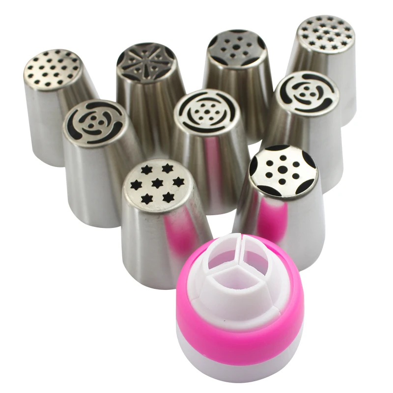 

10pcs/set Russian Tulip Flower Icing Piping Nozzles Cake Decoration Rose Cupcake Cream Pastry Baking Tool