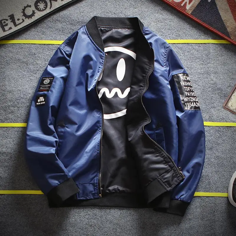 

ZOGAA 2019 Autumn Fashion High Quality Men Jacket Double-sided Outwear Jacket Bomber Letter Print Loose Coats Big Size 4XL