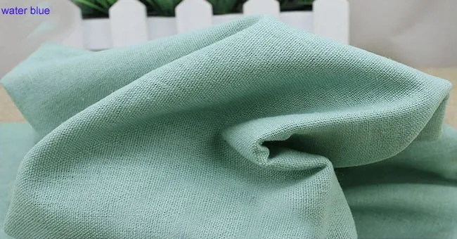 Гладкокрашеная льняная ткань лоскутное шитье натуральный хлопок льняная ткань для одежды - Цвет: 18 water blue