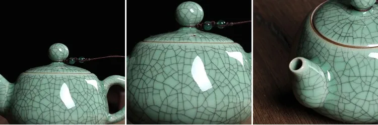 WIZAMONY набор из 3 предметов, высококачественный китайский чайный сервиз Longquan Celadon Di Kiln ручной работы, Подарочная посылка, фарфоровый чайный сервиз для кунг-фу