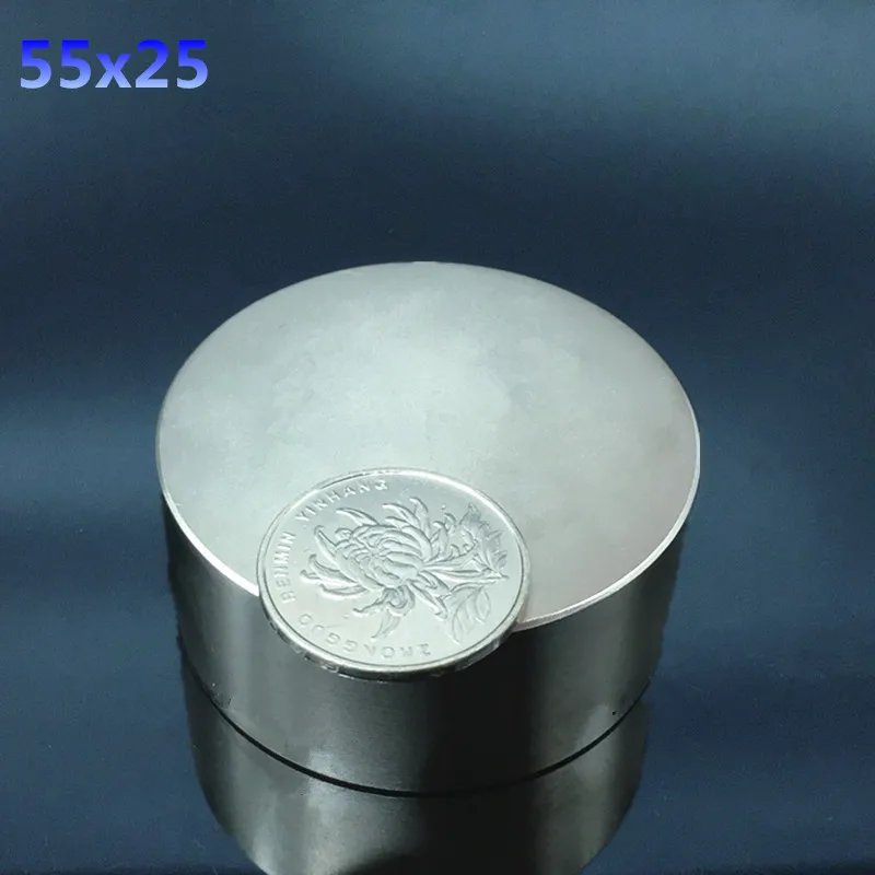 

Free shipping 2pcs 55mmx25mm N35 round magnets 55x25mm strong Rare Earth Neodymium Magnetic 55x25 mm wholesale Dia 55*25 mm