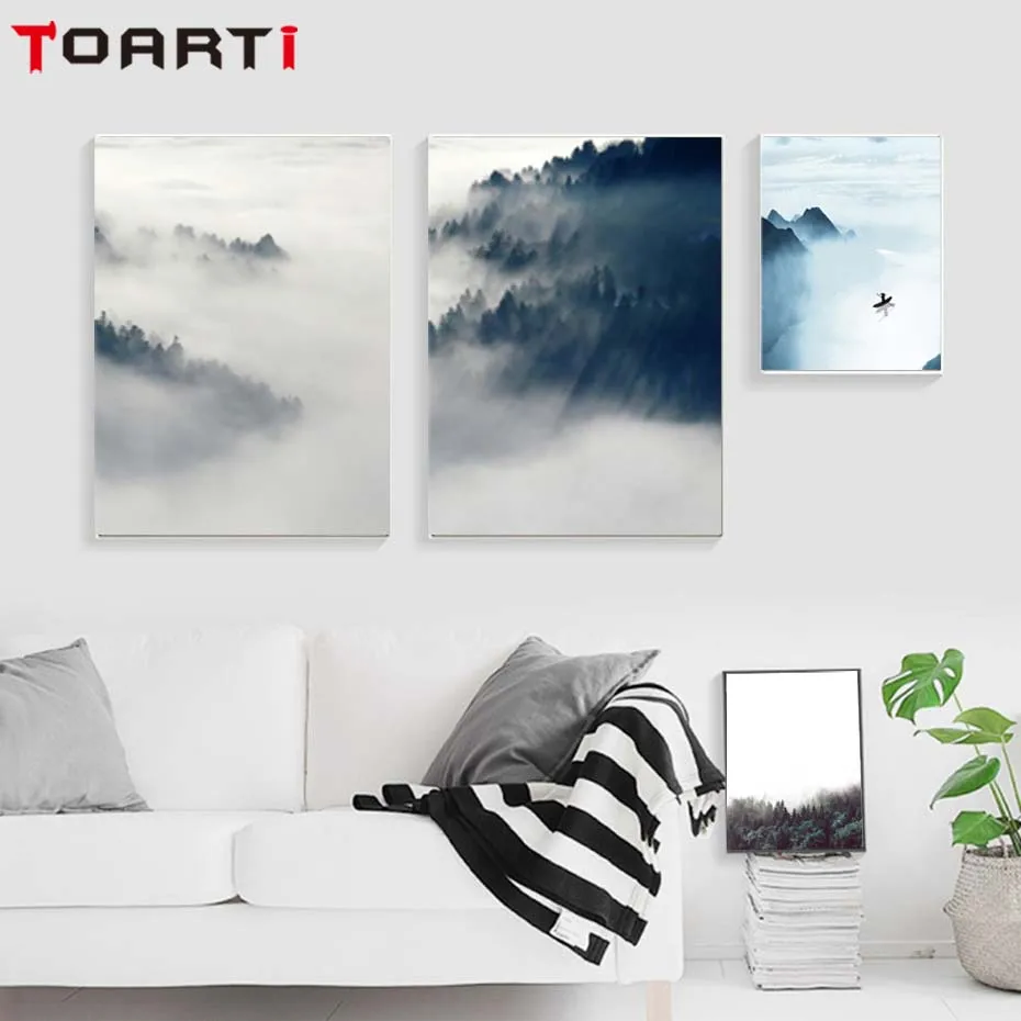 Foggy Forest Landscape Nordic Poster Wall Art Prints Picture Bedroom Canvas Painting Art Murals Dream It Enyjoy Today Home Decor (6)
