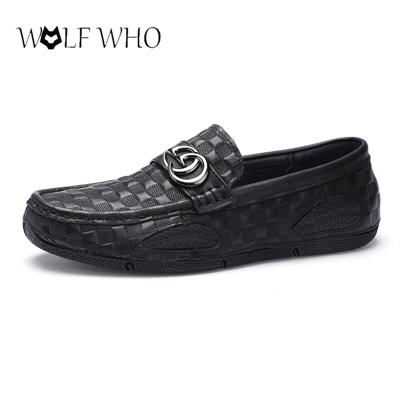 

Men Loafers Genuine Leather Shoes Moccasin Footwear Slip On Flat Driving Boat Shoes