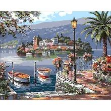 Безрамное Средиземноморское море diy цифровая картина маслом цифры настенные художественные украшения Ручная роспись для домашнего декора