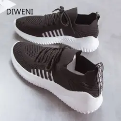 Diweini/2019 г.; женская повседневная обувь; модная дышащая прогулочная сетчатая обувь на плоской подошве; женские белые кроссовки; tenis feminino; B134