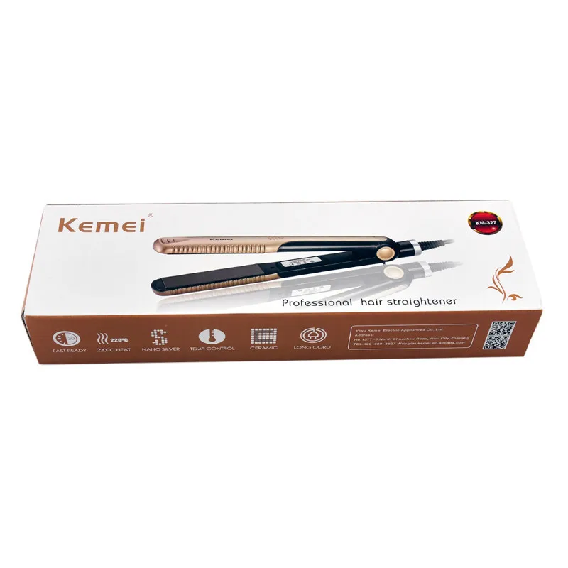 KEMEI выпрямители для волос, электрический выпрямитель для волос, быстрый нагрев, плоский утюжок, многофункциональная Укладка волос, щипцы для завивки волос, KM-327 - Цвет: with original box