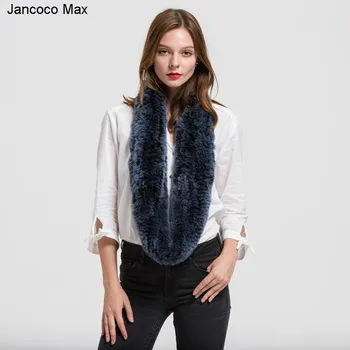 

Jancoco Max S1706 New 2018 Real Fur Scarf Rex Rabbit Thick Knitted Women Winter Warm Scarves Wholesale / Retail
