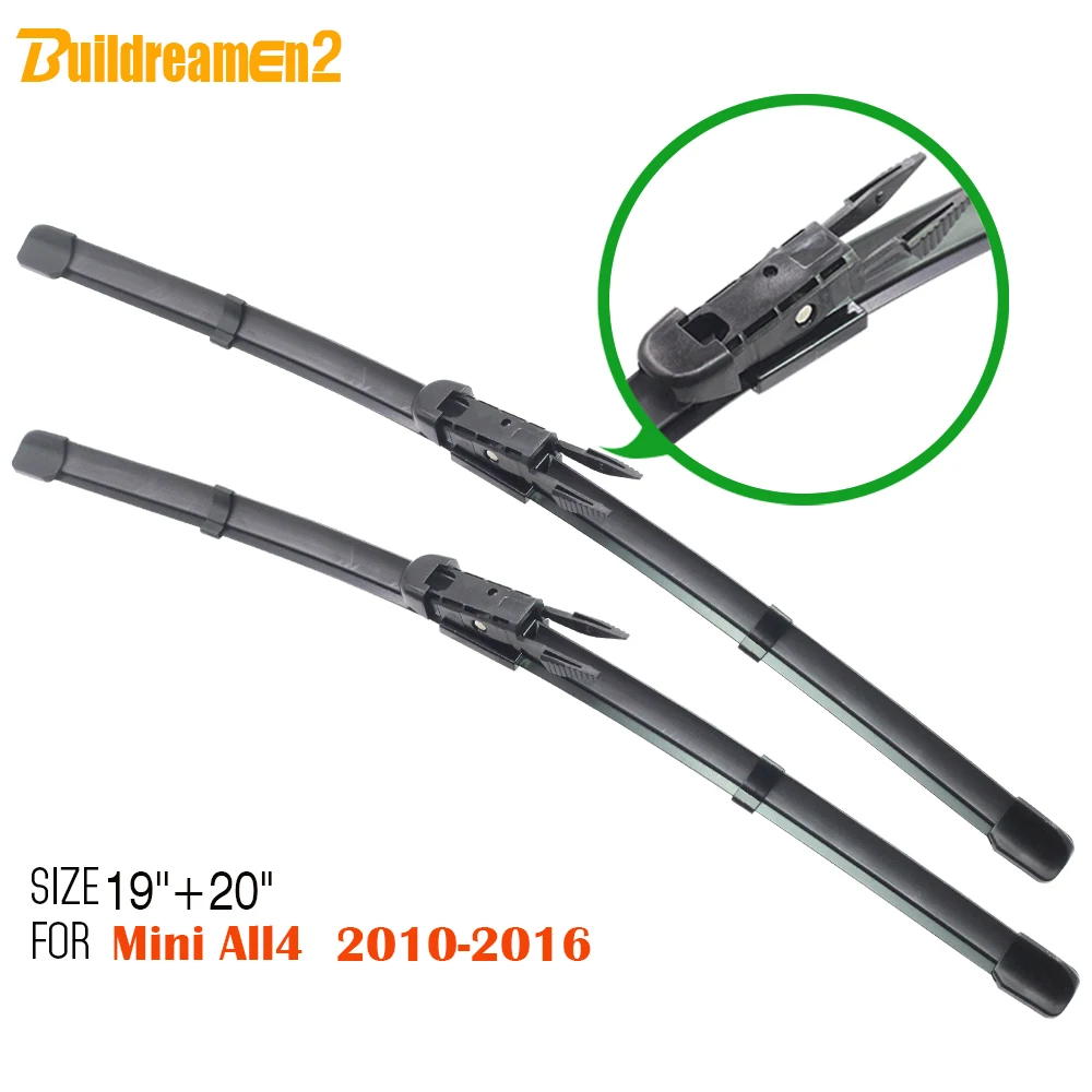 

Buildreamen2 Brand New Car Frameless Wiper Blade Windscreen Soft Rubber Windshield Easy Insulation For Mini All4 2010-2016 2Pcs