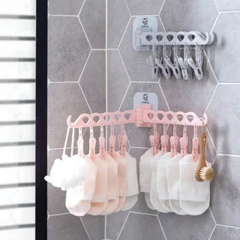 

2018 Household Hooks Multiple Clip Hanger Children Baby Sun Socks Underwear Hooks Fold Clothespins Baby Clothes Rack