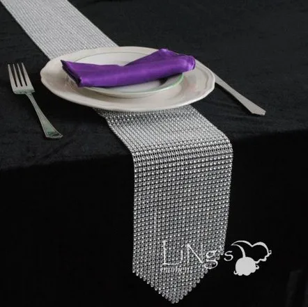 

Luxury Table Runner diamond Crystal Rhinestone MESH Wrap sparkling wedding Baby shower party decoration Hotel supplies wa047