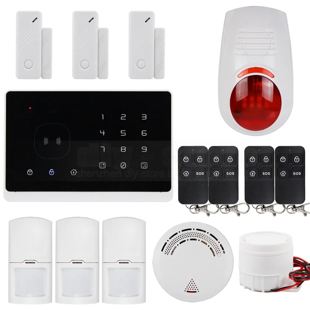 DIYSECUR APP Controlled Wireless GSM Home Security Alarm System, Smoke