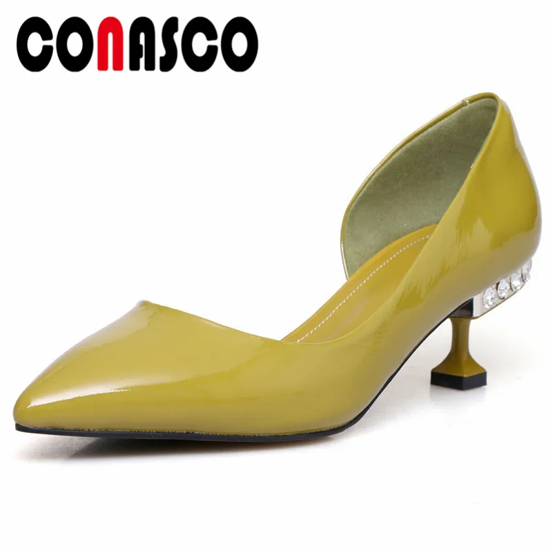 

CONASCO New Women High Heels Party Wedding Shoes Woman Rhinestone Pointed Toe Prom Pumps Slip On Spring Autumn Shoes Woman