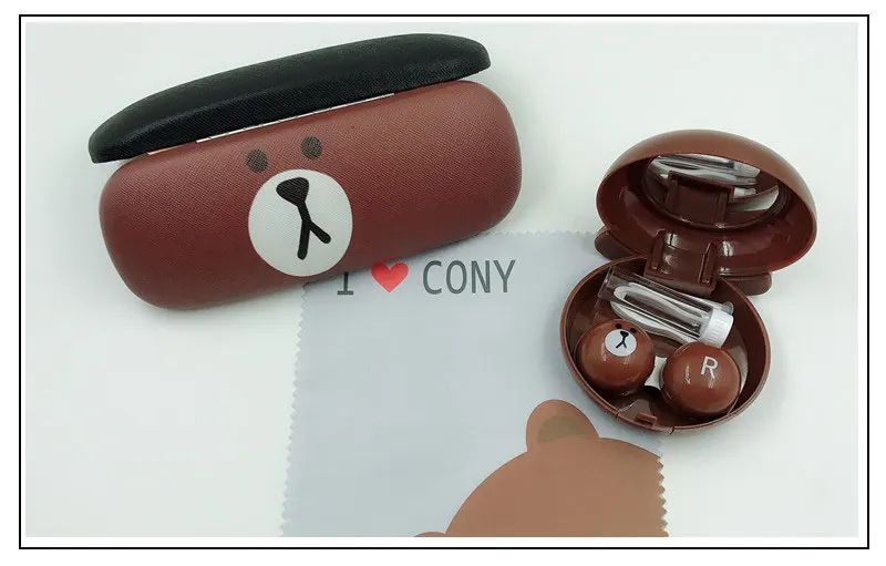 YPAY мультфильм мода супер милый коричневый Медведь серии Чехол для очков ткань для контактных линз чехол 1/комплект