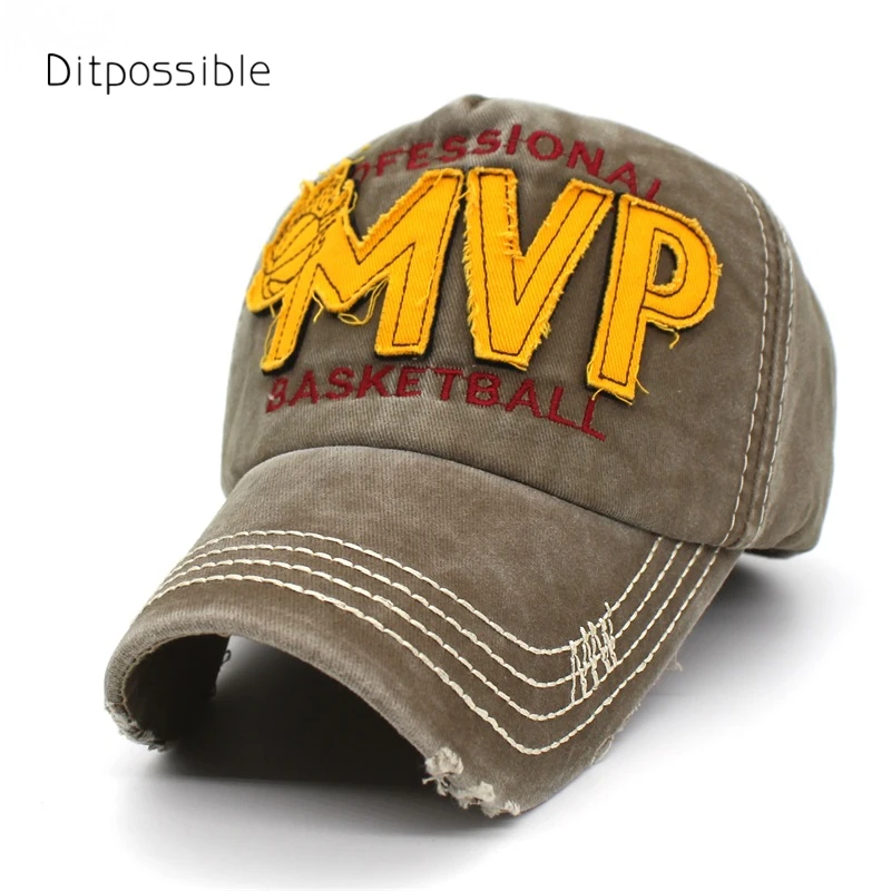 Ditpossible vintage washed cotton caps unisex letters snapback hats