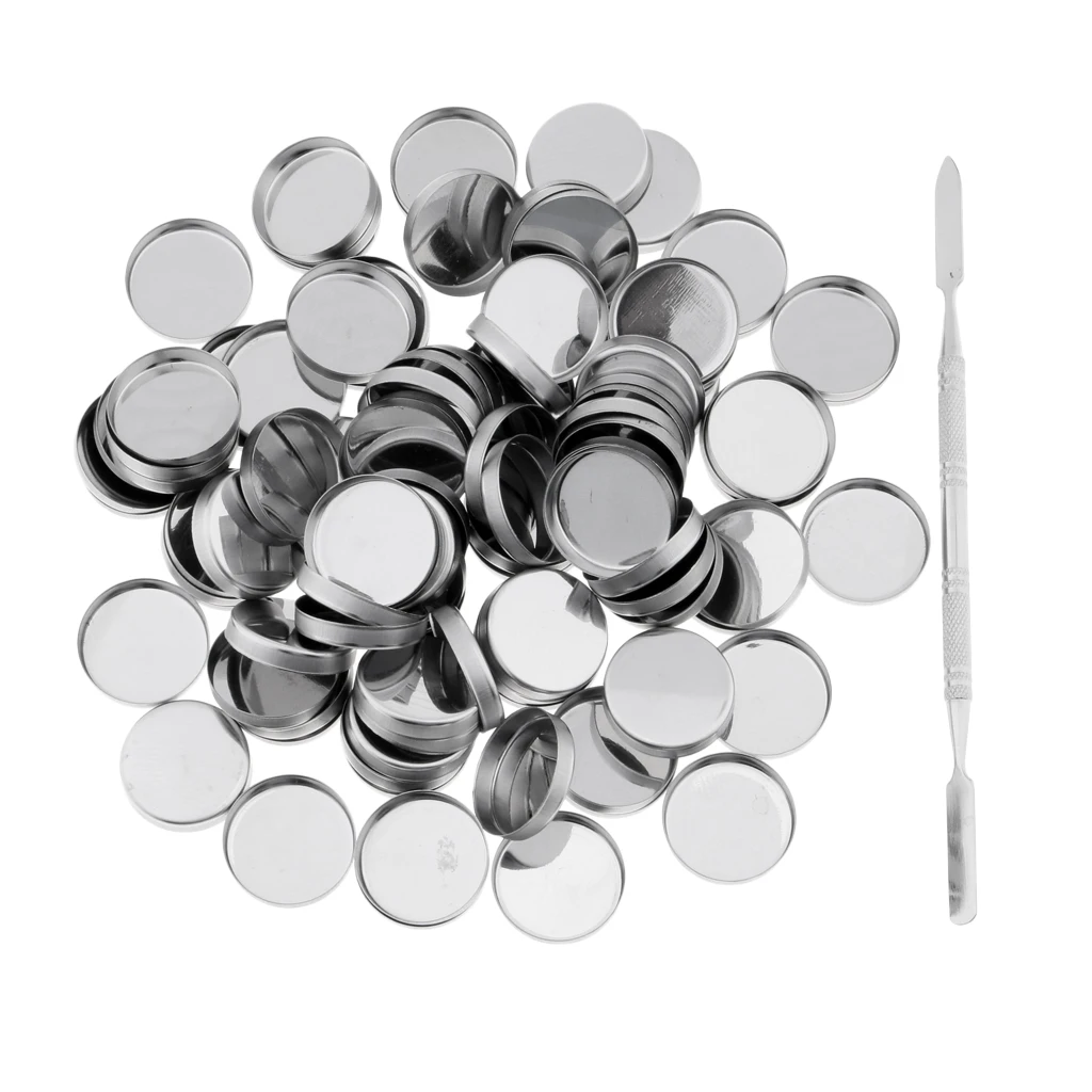 Palette Deep Round Empty Metal Pans With Stick Quantity Of 100 (26mm Diameter) DIY press eyeshadows/blush