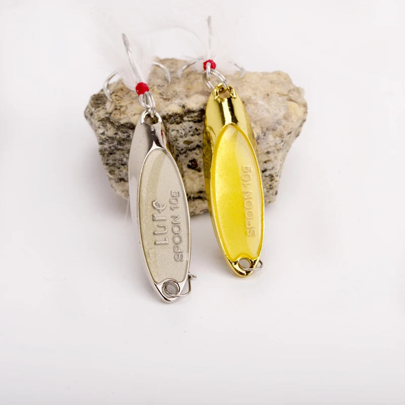 Luminous metal lure for fishing spoon lure 10g gold/silver black bass