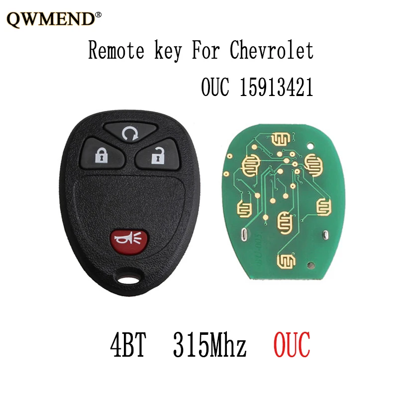 QWMEND 2 шт. * 315 МГц дистанционный брелок для Chevrolet AVALANCHE SILVERADO TAHOE 2007 2008 2009 2010 2011 2012 2013