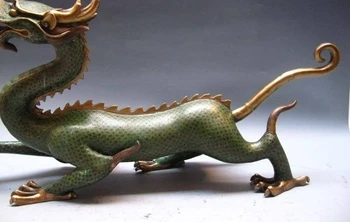 

14"Regius Great 100% Bronze Copper cloisonne enamel Fly Dragon AA Statue
