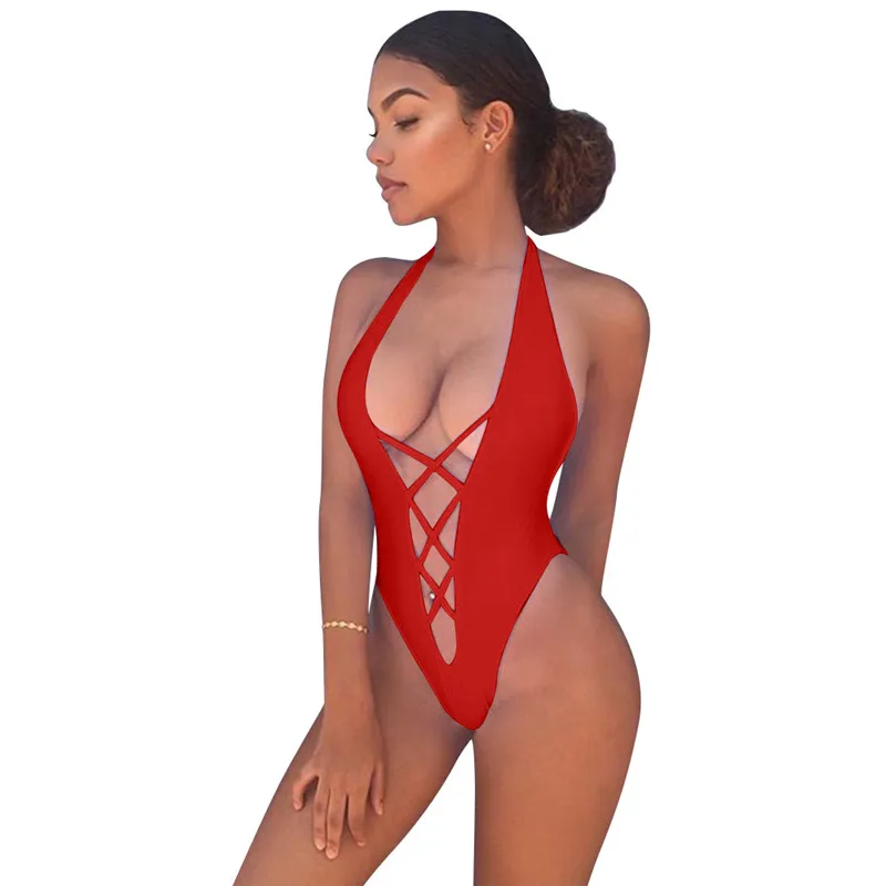 Красное сексуальное бикини, Цельный купальник, женские стринги, Бразильское бикини, открытая одежда для плавания, женский пляжный купальник, одежда для плавания XL - Цвет: Красный