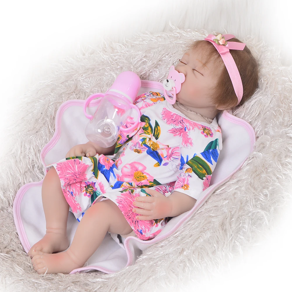 Новинка 55 см кукла Спящая девочка Bebes Reborn мягкая силиконовая Детские куклы