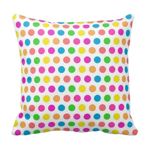 Printed Pillow Cases Rainbow Colored Polka Dots Fun Happy Pattern