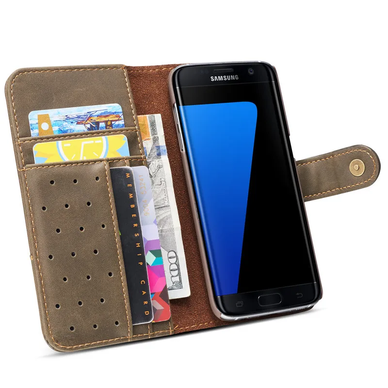 Wekays для Coque Samsung Galaxy S7 Edge чехол Роскошный Черный Бизнес кожа флип Fundas случае СПС Samsung S7 край крышки чехол S7