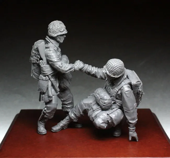 Неокрашенный комплект 1/35 зимние парашюты США включая 2 фигурки солдат набор