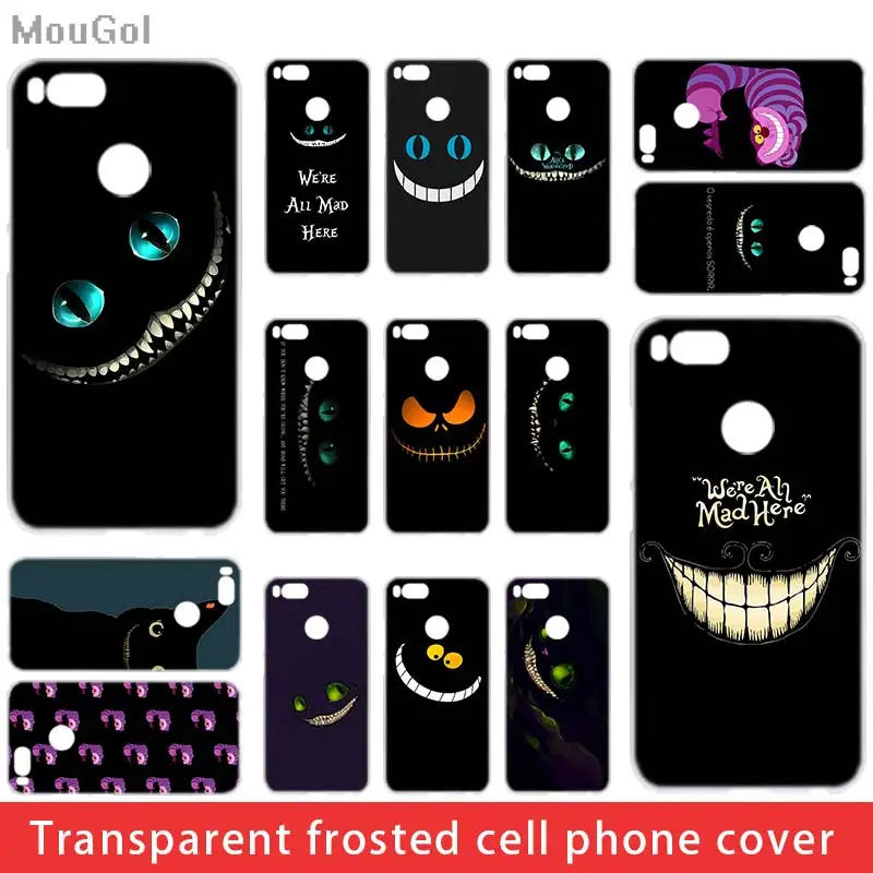 

MouGol Cheshire Cat Smile Transparent Hard phone case for Xiaomi Redmi 3 5 6 4X A Plus Pro Mi 5X A1 8se Note 3 4 5A