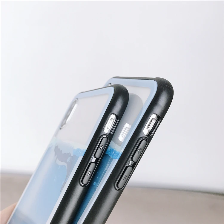 Милый синий кит чехол для телефона для iphone X чехол s для iphone XR XS Max 6 6S 7 8 Plus жесткое стекло прозрачный полный защитный чехол