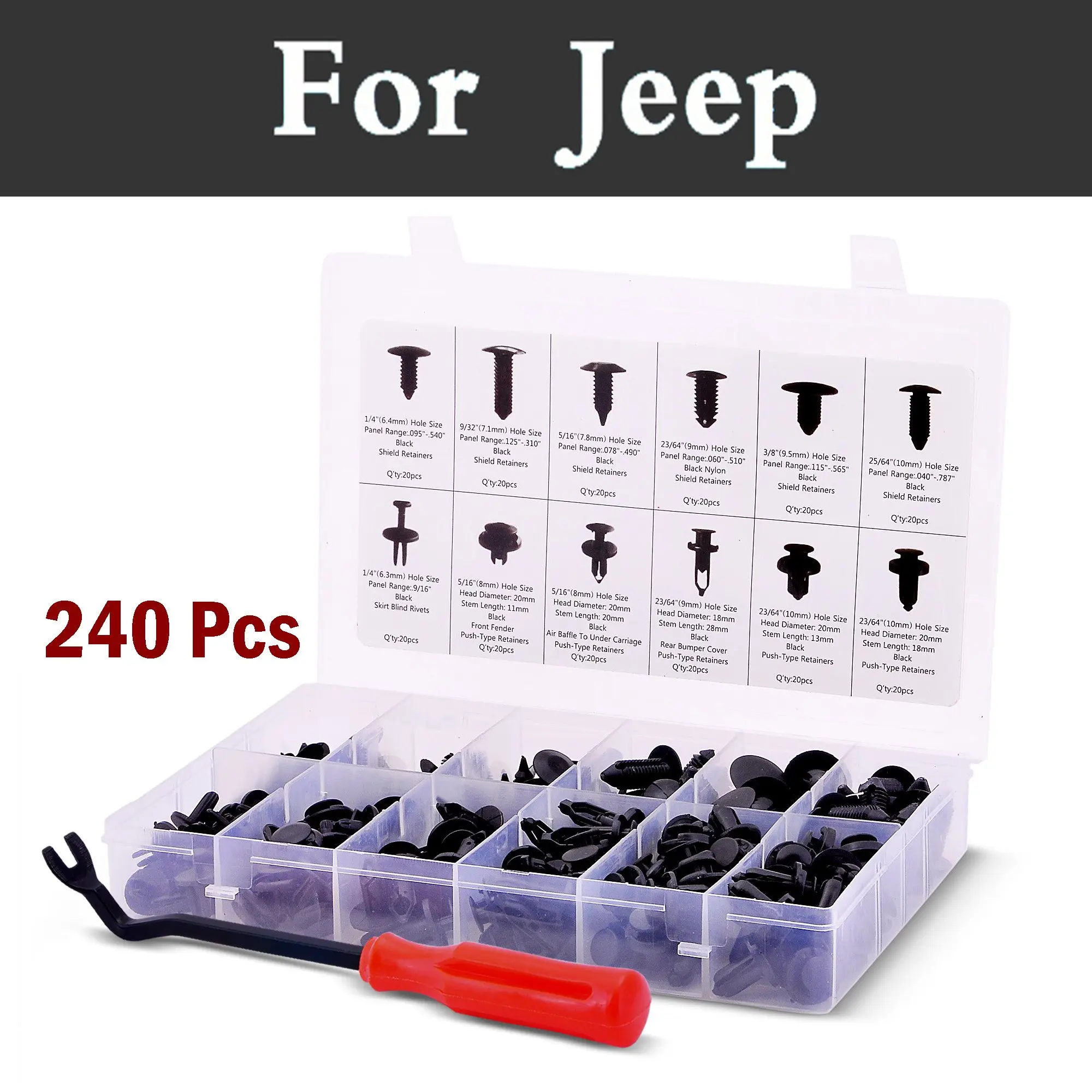 240pcs Car Styling Push Retainer Kit Free Fastener Remover,Assortment