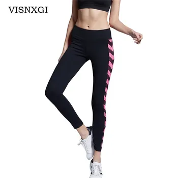 

VISNXGI 2020 New Women Fashion Pants Red Striped Letter Print Sexy Slim Fit Ukraine Trousers Elastic Leggings Woman Plus Size