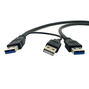 

10pcs/lot CY Super Speed USB 3.0 Power Y Cable Two A Male to USB Male for External Hard Disk