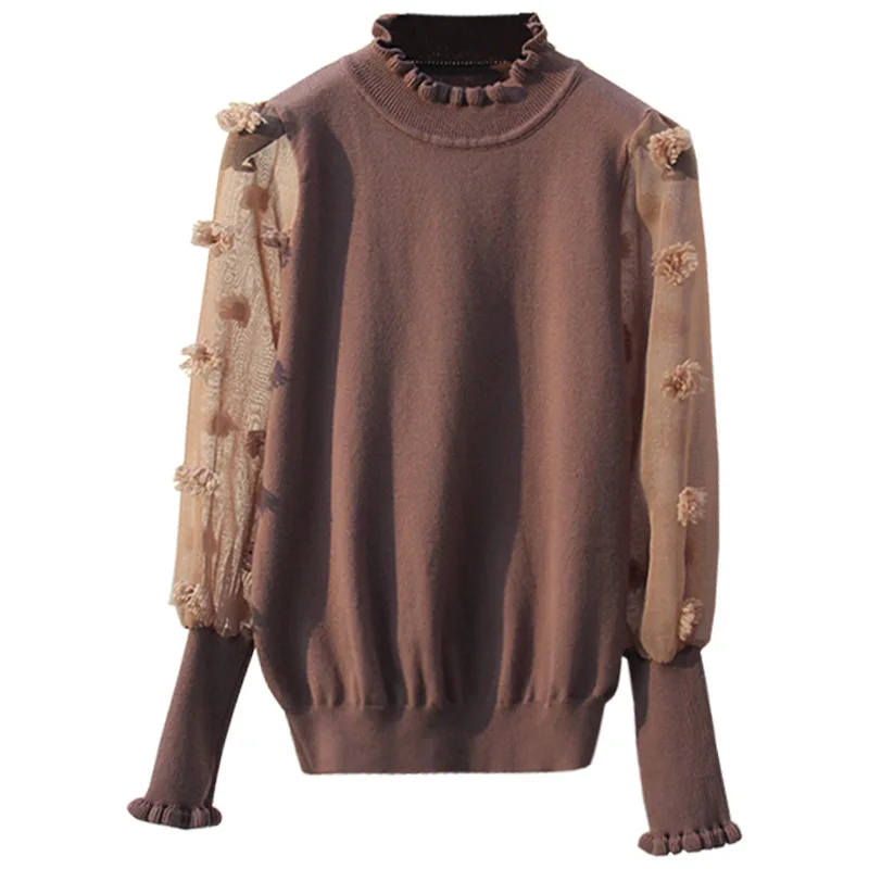 Women Sweater Knitted Turtlenck Full sleeve office lady TOP Floral Pullovers women clothings | Женская одежда