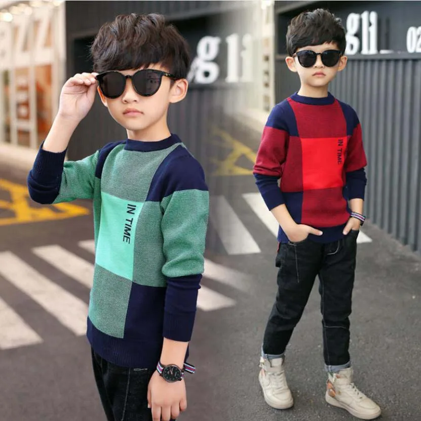 Children Clothing Kids Cotton Long Sleeve Sweaters Child Autumn Spring Jacket Baby Boys Tops 4-15 Y Boys O-neck Teenage Sweaters