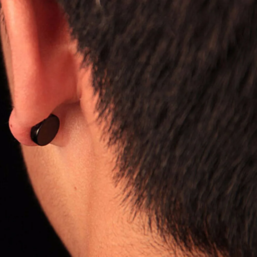 2 Pcs 1 Pair Black Stainless Steel Fake Cheater Ear Plugs Gauge Body 2 Pcs 1 Pair Black Stainless Steel Fake Cheater Ear Plugs Gauge Body Jewelry Pierceing Earring For Men In Stud Earrings From Accessories On