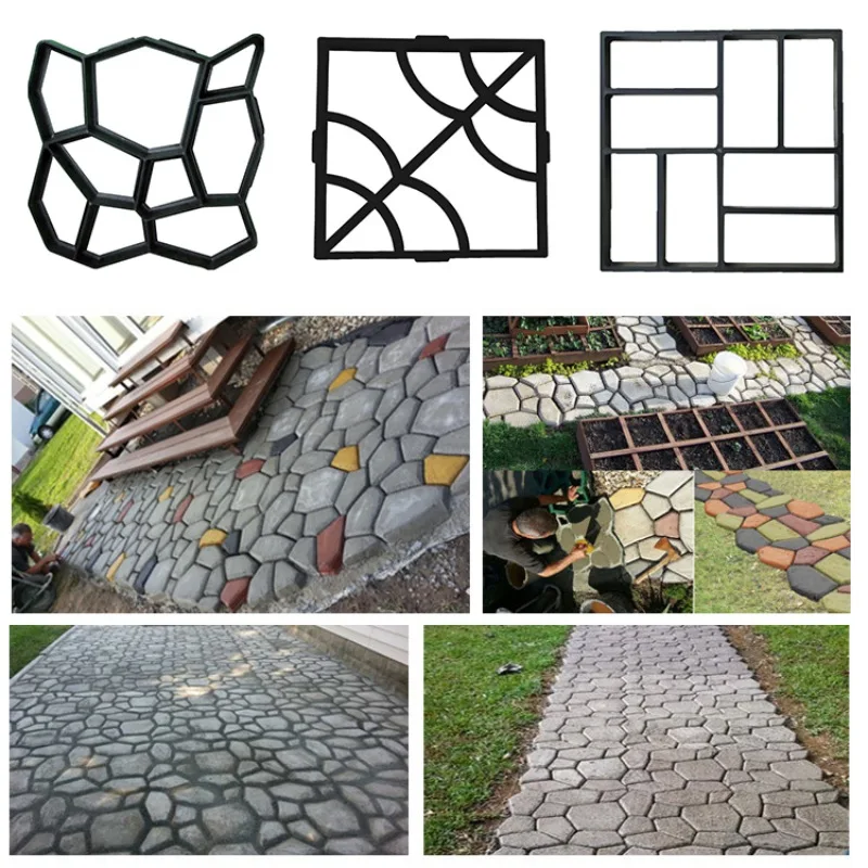 

Concrete Path Making Mold Reusable Concrete Cement Stone Design Paver Walk Mould DIY Reusable Concrete Brick Mold 3 Styles