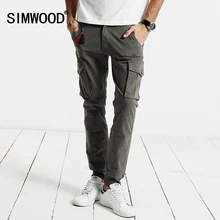 SIMWOOD New Spring Cargo Pants Men fashion army military pocket trousers cotton Slim Fit KX5531