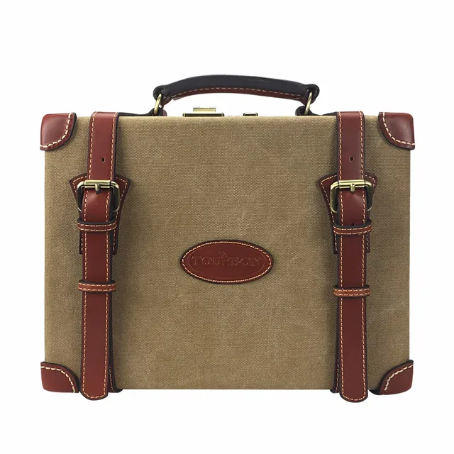 Best price at $150 Cheap Tourbon Hunting Gun Accessories Ammo Case Vintage Canvas Leather 200 Shotgun Cartridge Shells Box Case Brown