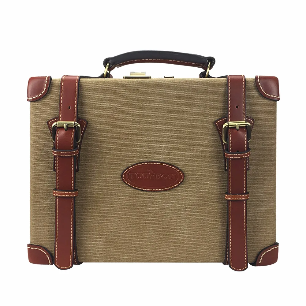 Tourbon Hunting Gun Accessories Ammo Storage Case Vintage Canvas Leather 200 Shotgun Cartridge