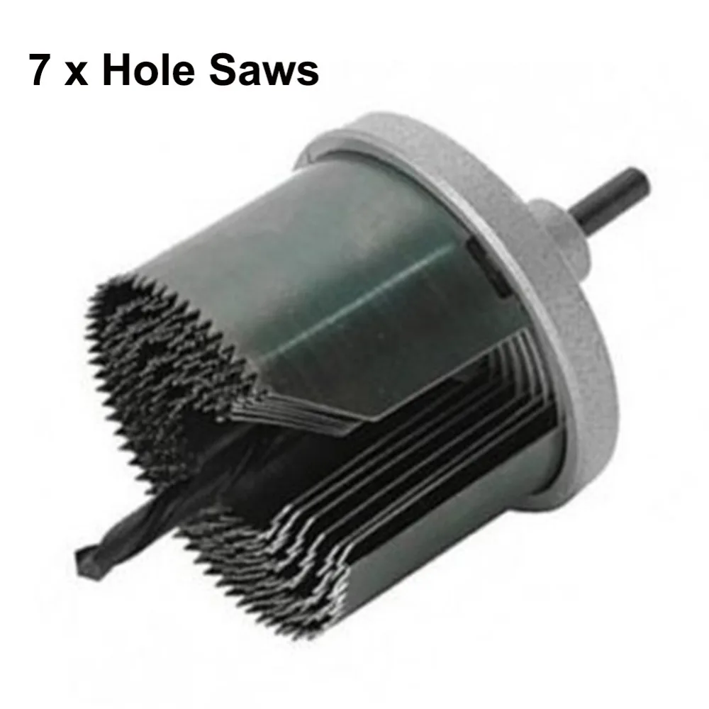  19-126mm Metal Hole Saw Set Cutting Tool Case Wood Cutter Wrench Mandrels Saws Core Drill Bits Kit 