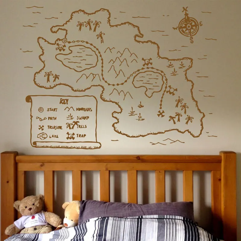 Pirate Map Vinyl Wall Decal Kids Zone Play Room Decor Art Stickers