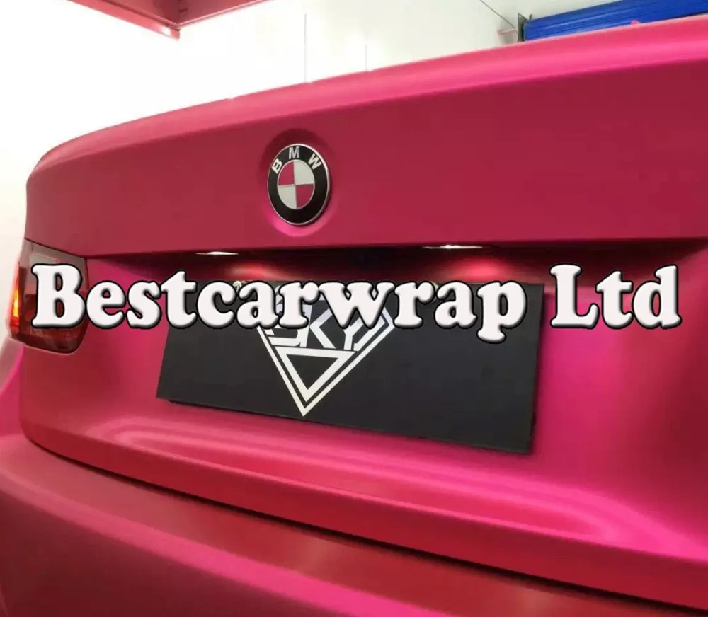 satin chrome hot pink rose red car wrapping film metallic matte chrome 3m hexis foil styling (3)