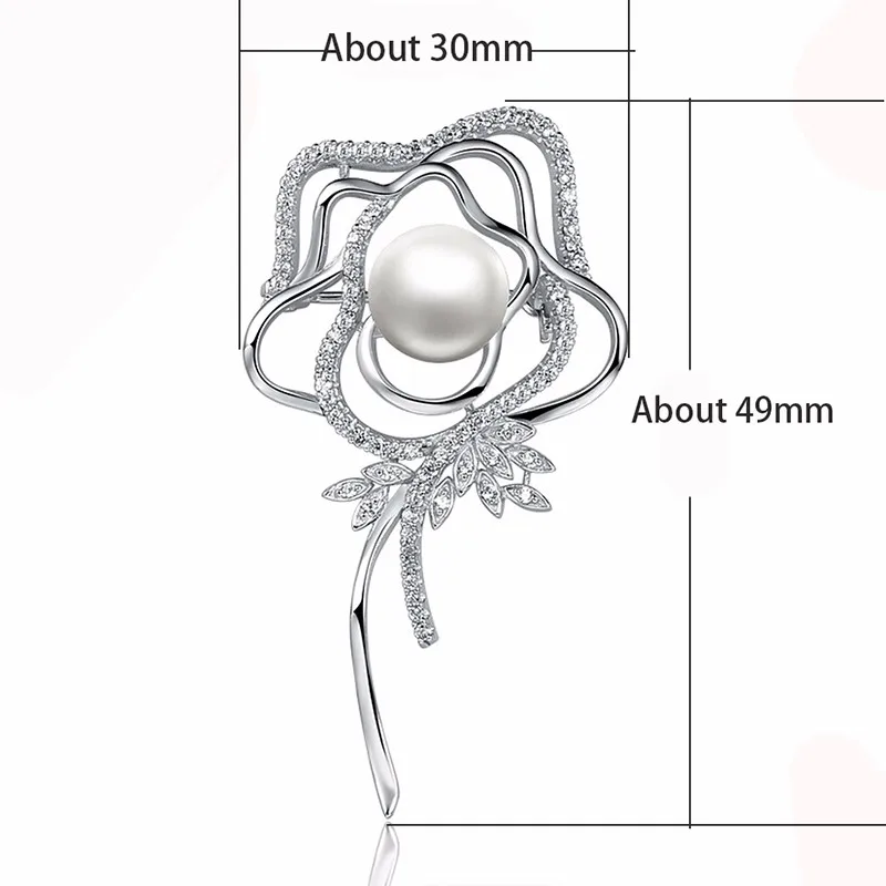 Подвеска Sinya цвета 925 стерлингового серебра Броши с розами для мамы с 10,5-11 мм из натурального жемчуга, подарок на день Святого Валентина, подарок на день рождения, Лидер продаж