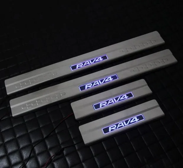 

Free shipping LED decorative mirror chrome sill plate RAV4 2014 2015 automobile styling accessories car door