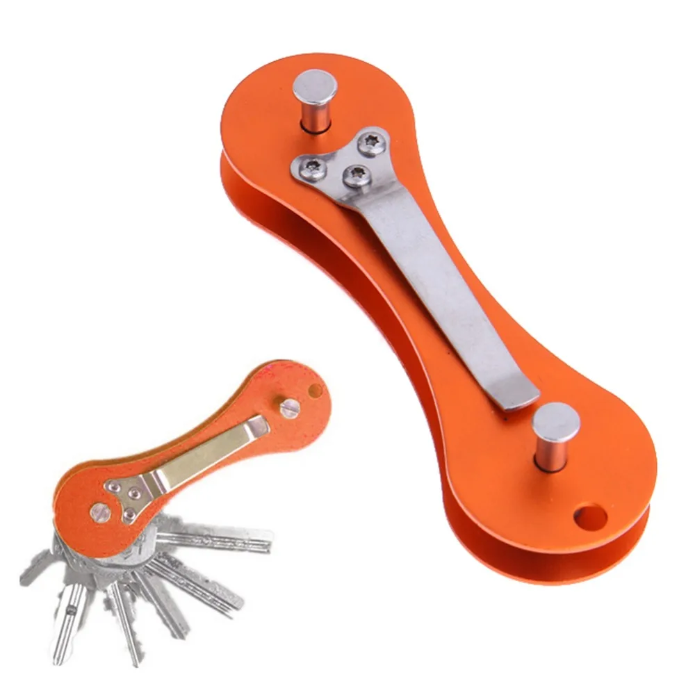 Aluminum Keys Holder Organizer Clip Folder Keyring Keychain Pocket Tool