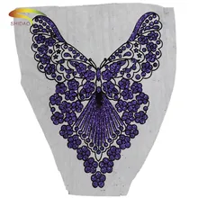 Big Butterfly Flower Embroidered Mesh Lace Neckline Collar Trim Neck Applique Clothes Dress Sewing Supplies Craft Accessories butterfly embroidered applique tee