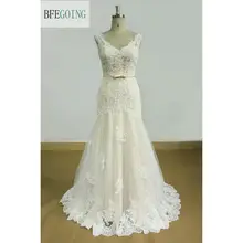 V-образный вырез Тюль цвета слоновой кости с кружевной аппликацией, без рукавов длиной до пола оболочка свадебное платье со шлейфом с короткими рукавами на шнуровке