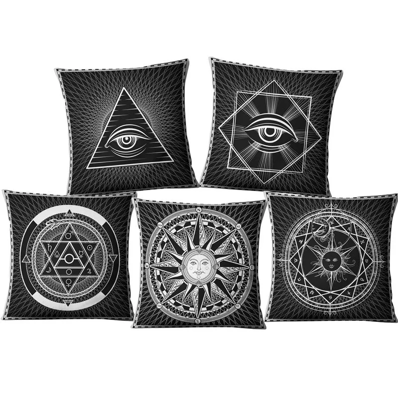 Apollo Mandala Decorative Pillow Covers Hamsa Hand Linen Pillow Cases